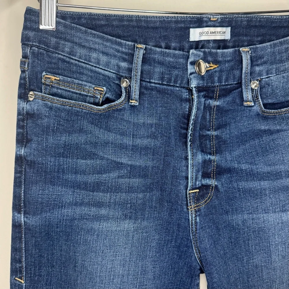 Good American Good Legs Jeans Women’s 8 / 29 Skinny Raw Hem Dark Denim Designer